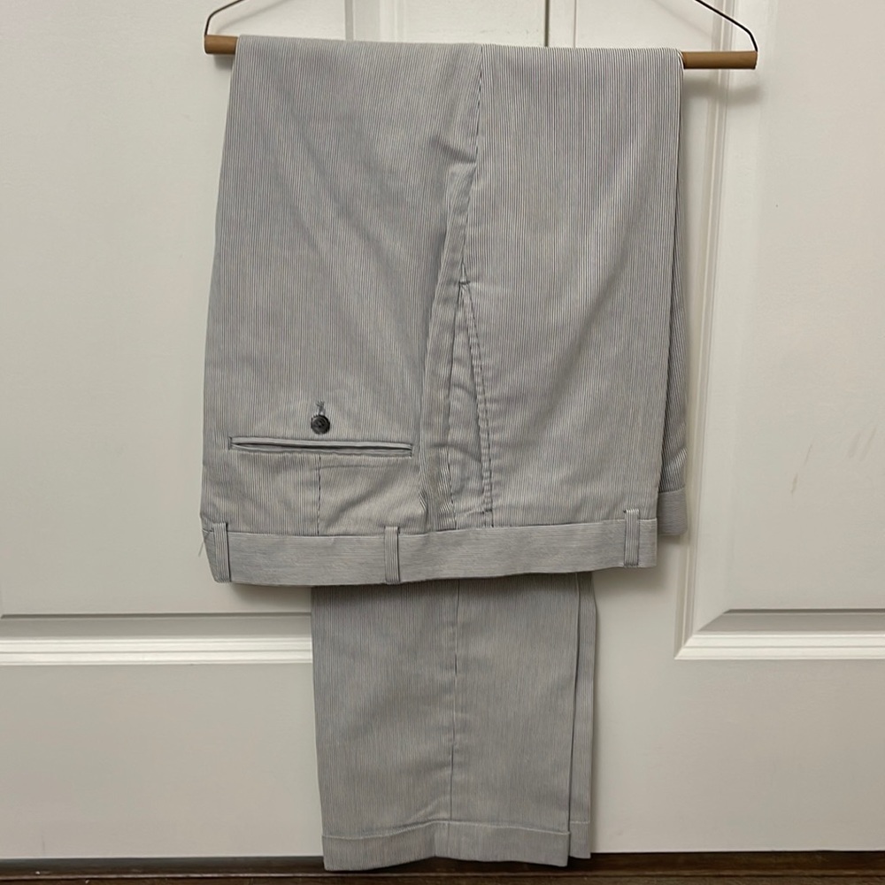 Lands’ End Tailored Fit Striped Trousers, Size 36